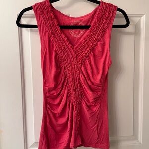 Vibrant Pink Ruffled V-Neck Top